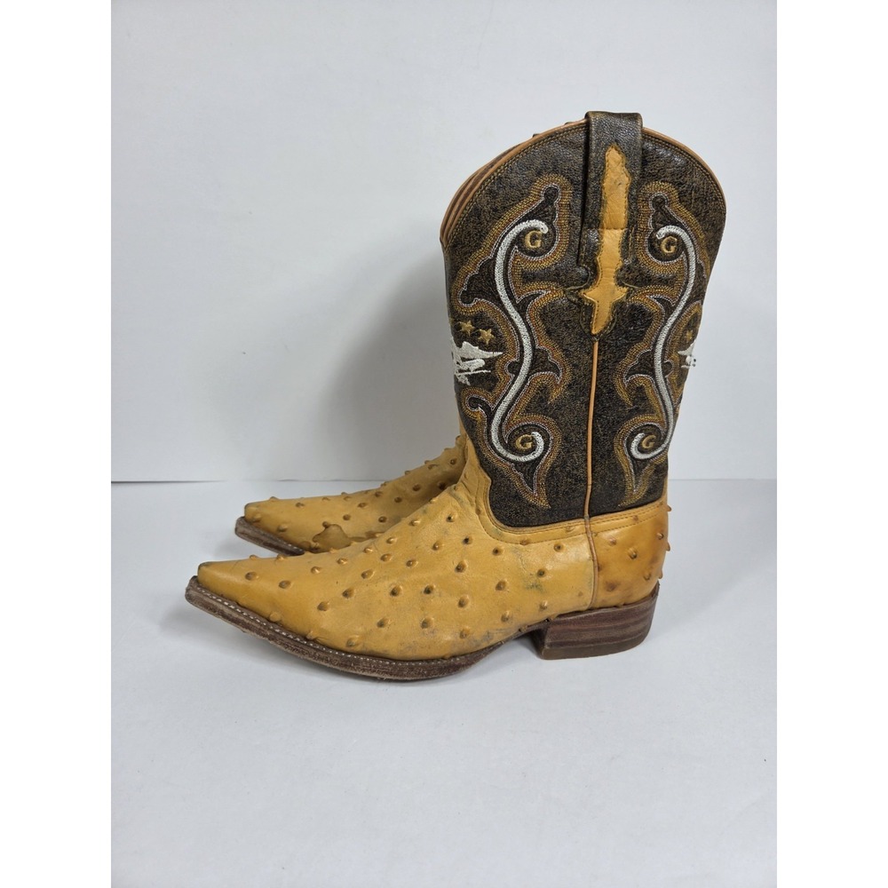Vtg El General 1901 Ostrich Cowboy Boot Sz 23.5/ 6.5  Women Used